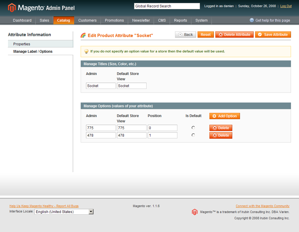 Valores del Atributo Socket