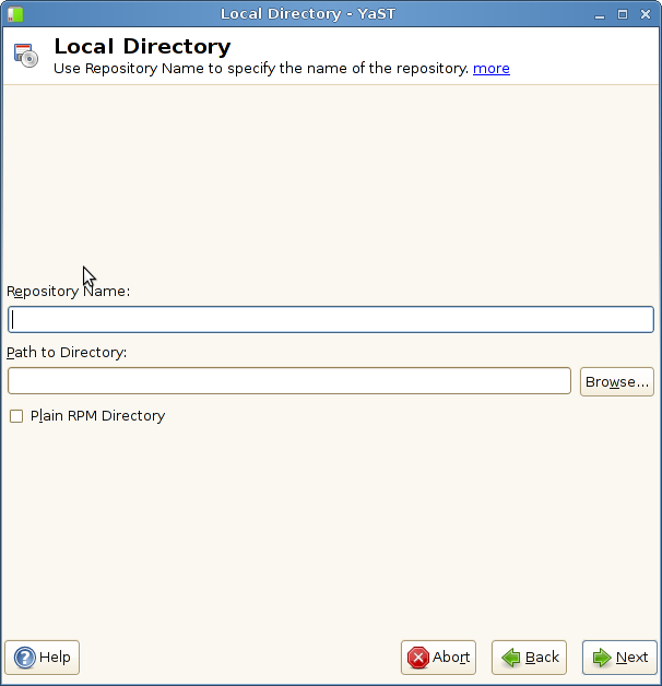 Parámetros para el repositorio local