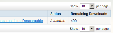 Descargas pendientes de un Producto descargable en Magento