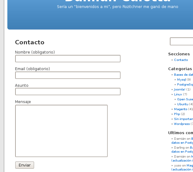 Formulario publicado con Contact Form 7