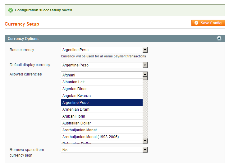 Habilitando múltiples monedas en Magento