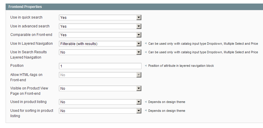 Valores de atributos en Magento 1.3