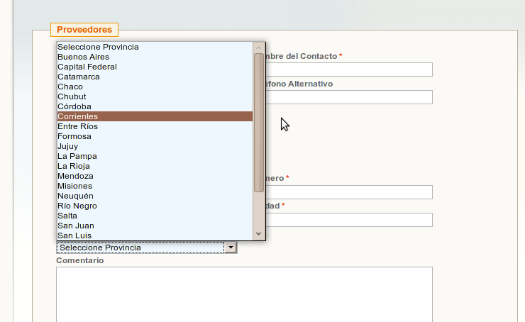 Utilización de regiones de un país específico en Magento