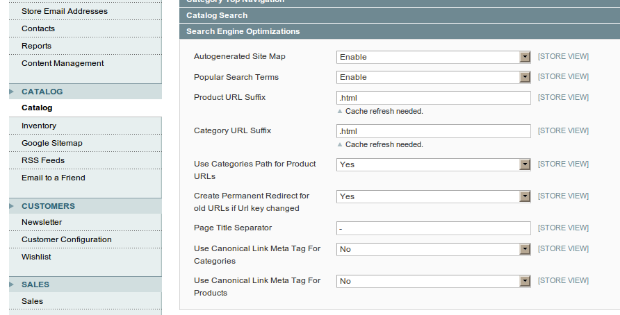 Opciones de redirección en Magento