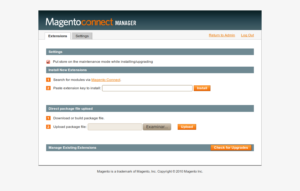 MagentoConnect Manager 2 en Magento