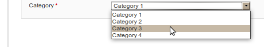 Dropdown con los valores obtenidos desde base de datos