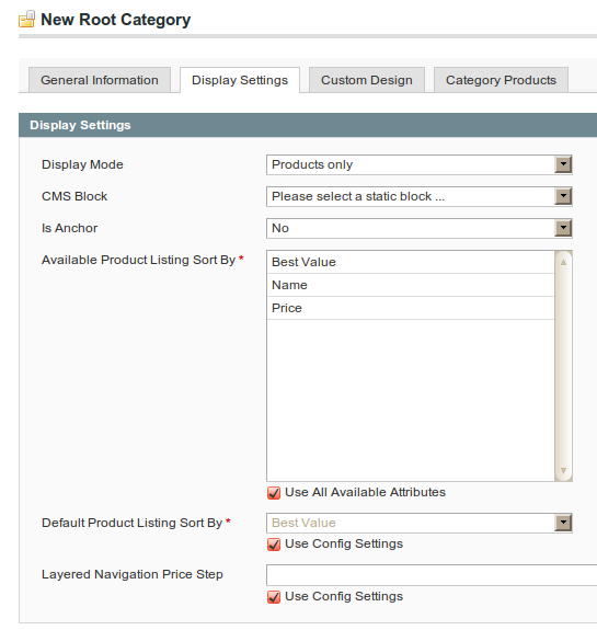 Nueva opción para la configuración de las Categorías en Magento