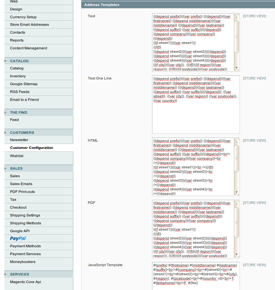 Configuración de parámetros para los Clientes en Magento