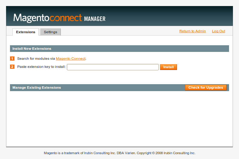 MagentoConnect Manager 1 en Magento 1.4.2.0-rc1