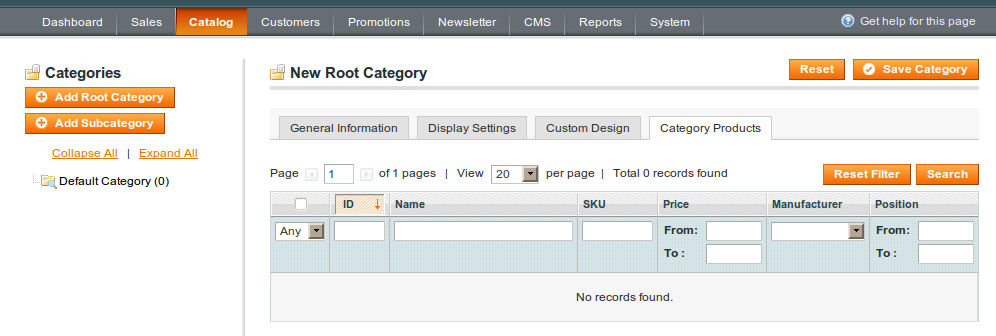 Columna con dropdown en la grilla de Productos de la Categoría en Magento