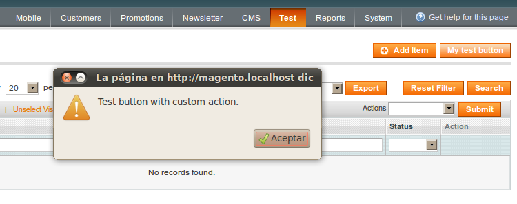 Botones personalizados en las grillas de Magento