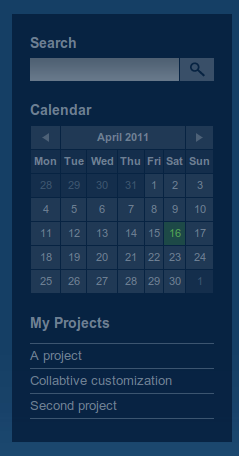 Calendario y Mis proyectos para la barra lateral
