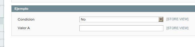 Configuración con dependencia entre campos en Magento