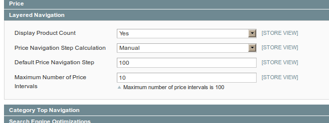 Nuevas configuraciones para el rango de precios en el layered navigation