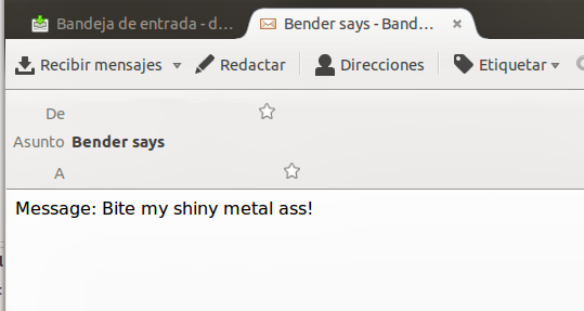 Email enviado por Bender