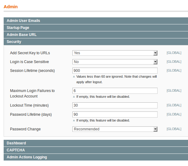 Configuración de seguridad en Magento EE