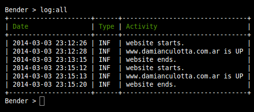 Visualización de logs en Bender