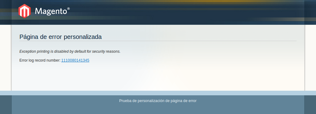 Error personalizado en Magento