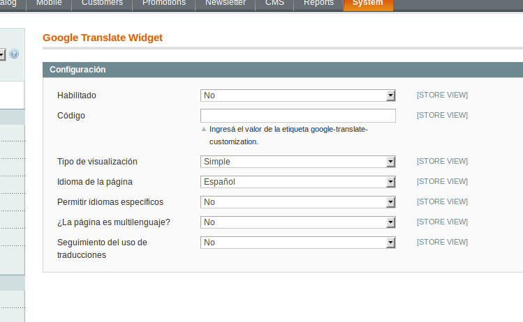 Opciones de configuración de Dc_GoogleTranslateWidget