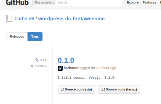 Versión 0.1.0 de DC_FontAwesome para WordPress