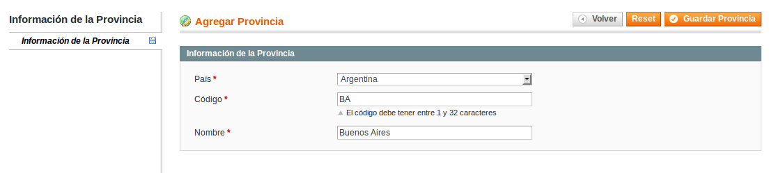 Agregando provincias a Magento