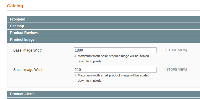 Tamaños de las imágenes de productos en Magento