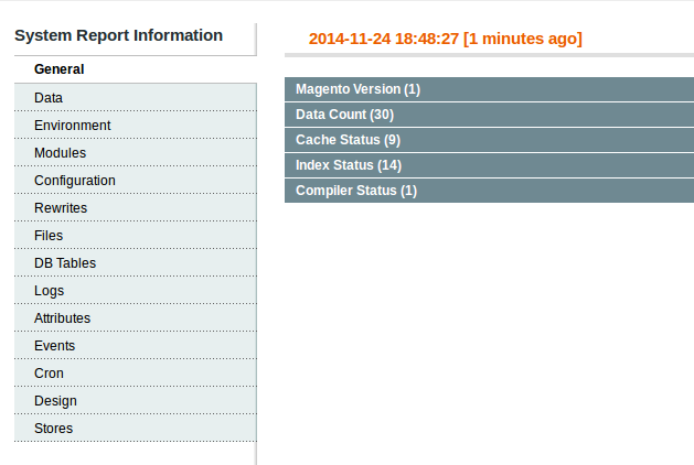 Reporte de Soporte en Magento