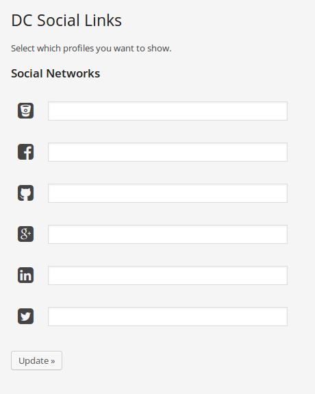 Configuración de links a redes sociales