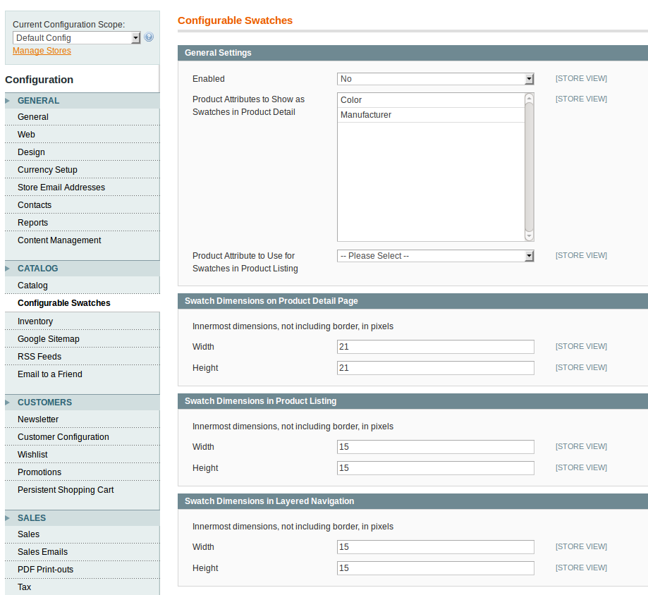 Configuración Configurable Swatches en Magento