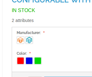 Vista de producto con Configurable Swatches en Magento