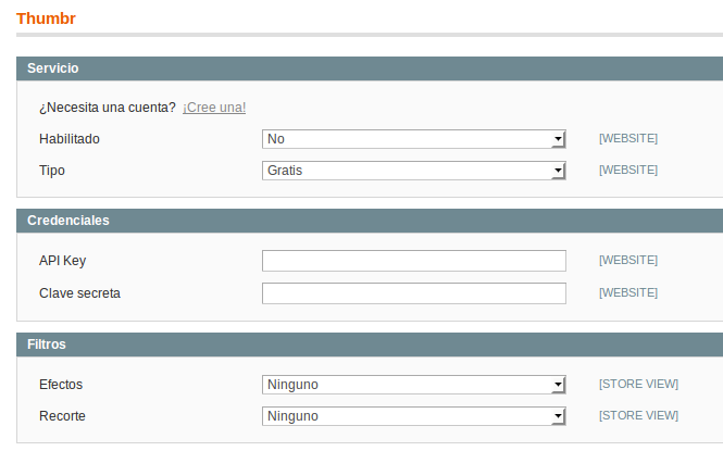 Configuración de Dc_Thumbr en Magento