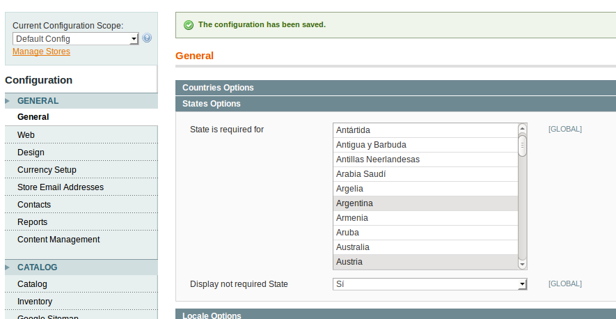 Configurar provincia como campo obligatorio en Magento