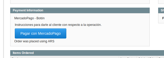 Botón de MercadoPago en los Pedidos de Magento