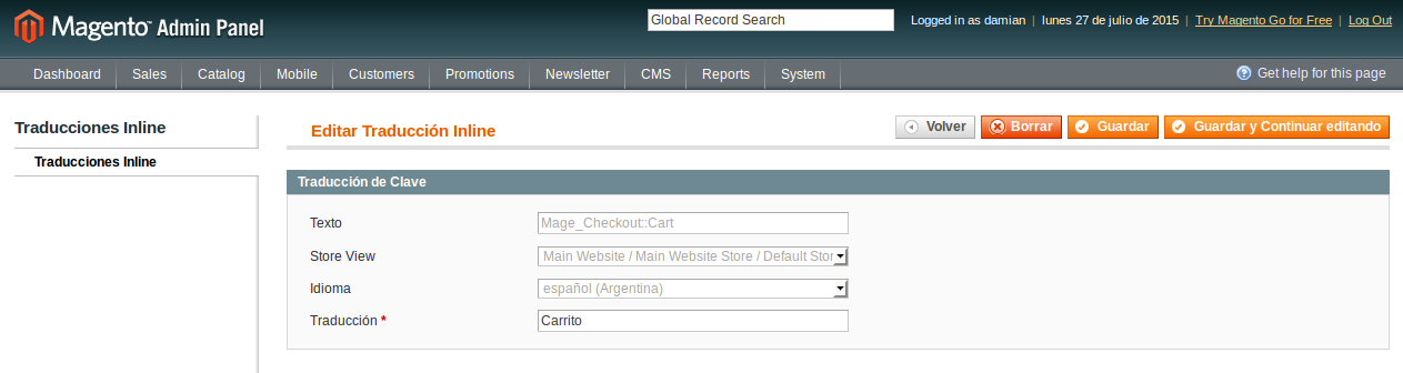 Gestor de traducciones inline en Magento