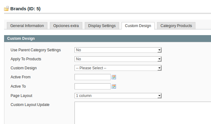 Configuración categoría para Dc_BrandManager