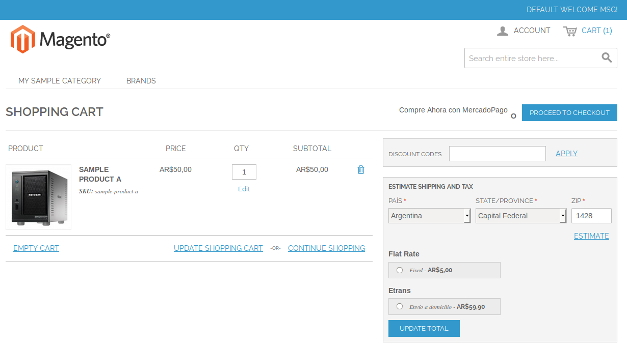 Cálculo de costos de envío con Etrans en Magento