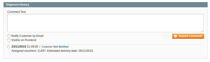 Comentarios del Envío en un Pedido en Magento