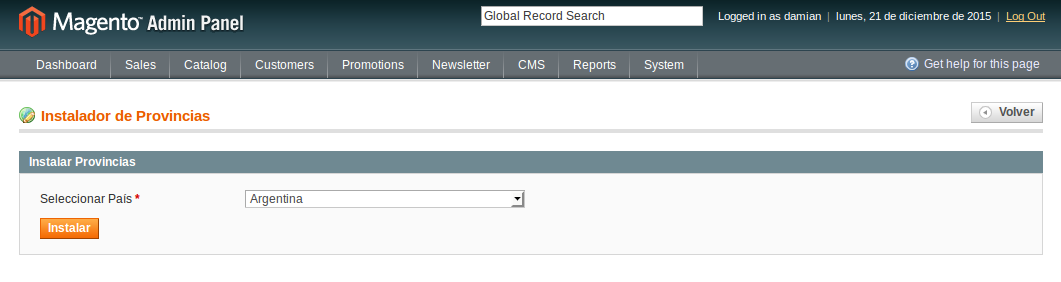 Instalador de provincias con Dc_Regions para Magento