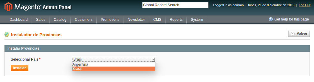 Instalando provincias con Dc_Regions en Magento