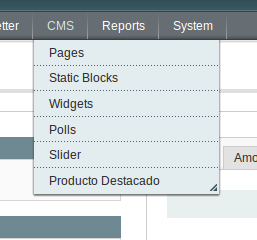 Menú CMS en Magento