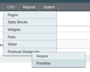 Menú CMS en Magento