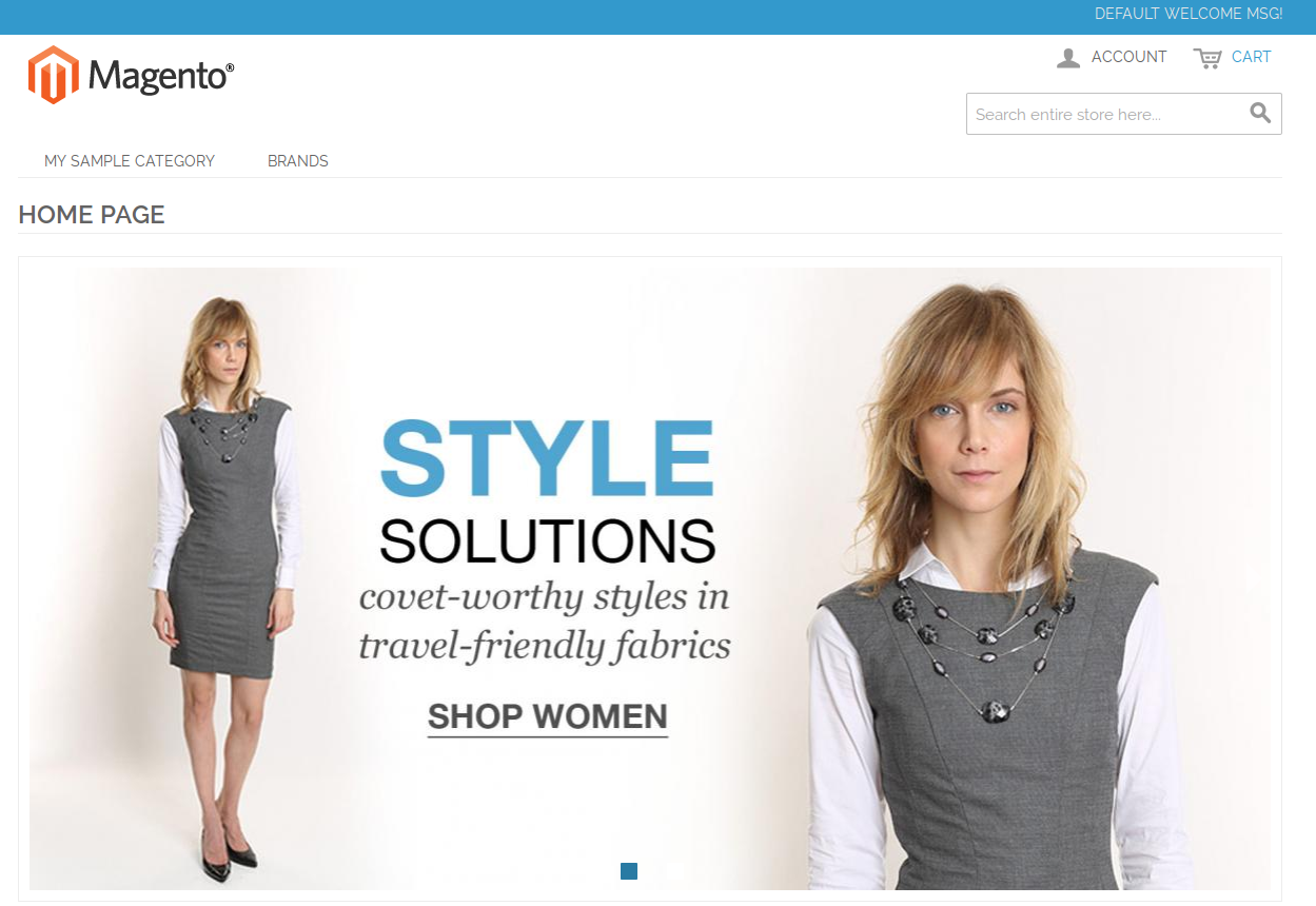 Home page de Magento