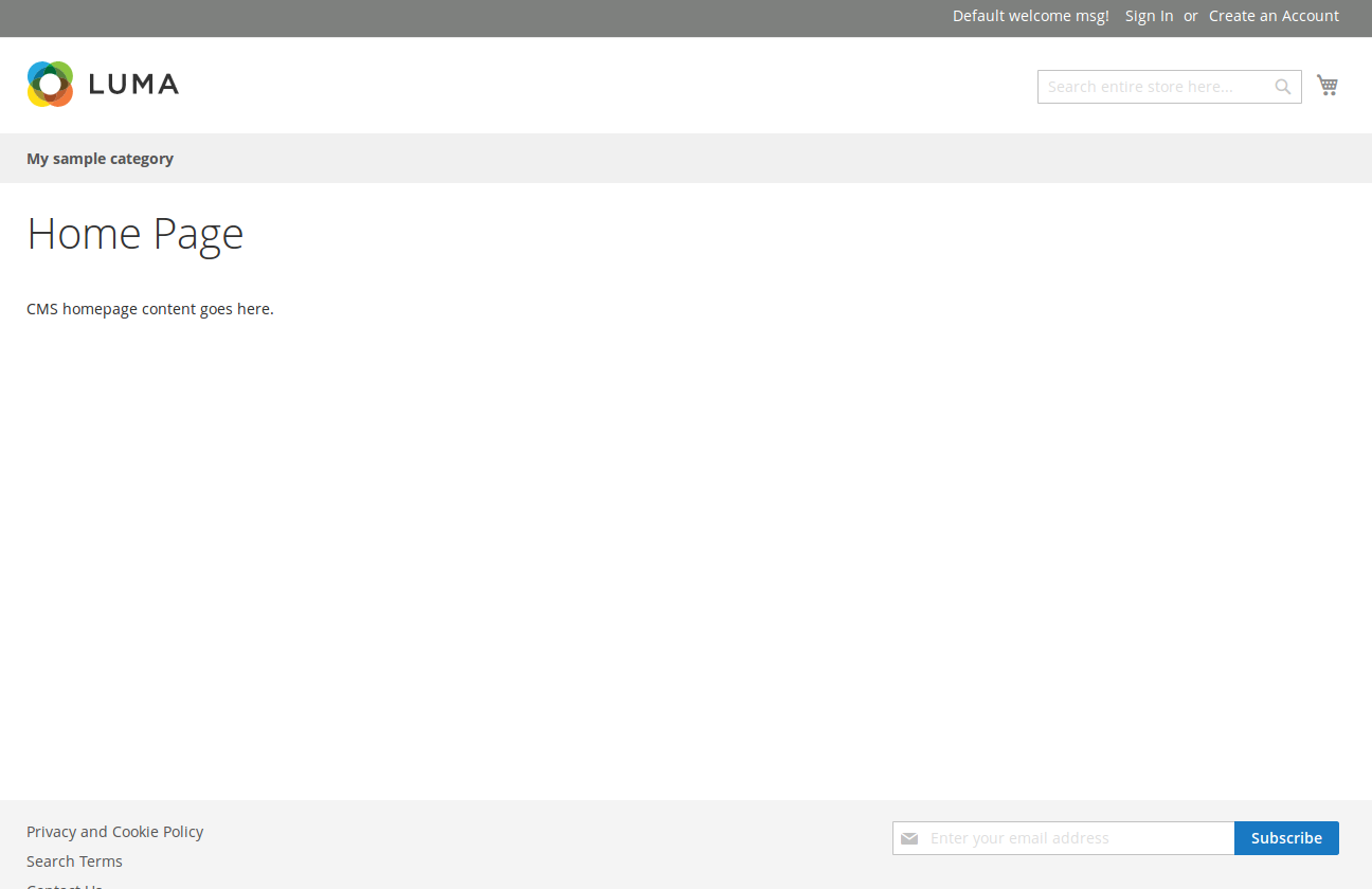 Home page Magento2
