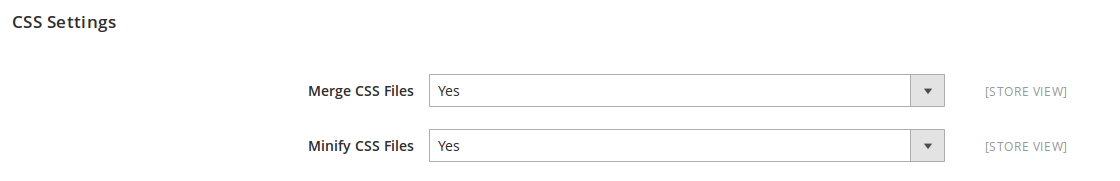 Opciones de configuración CSS en Magento2