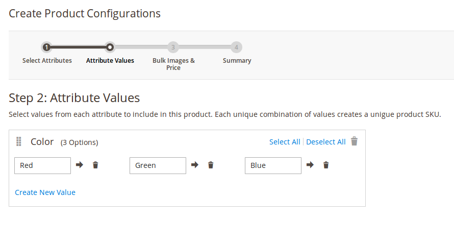 Creación de opciones para un atributo en Magento2