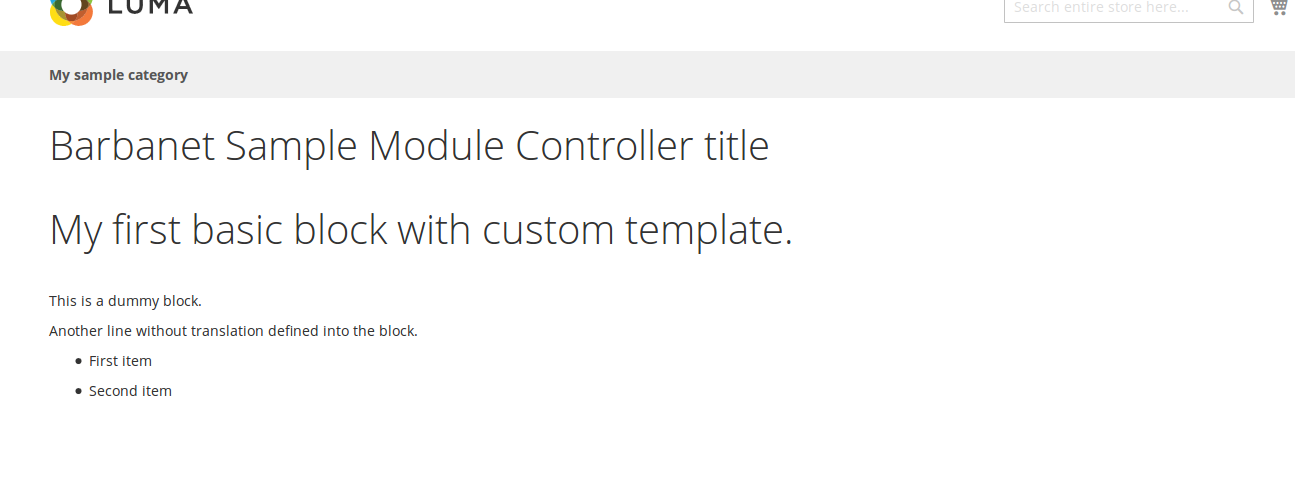 Nuestro controller con su bloque y su plantilla en Magento2