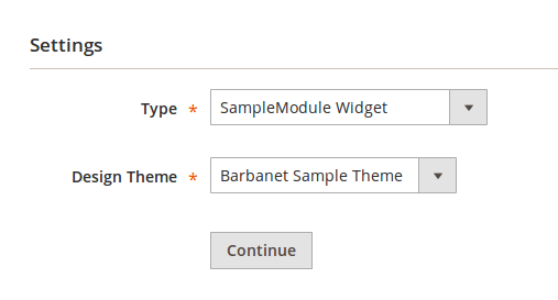 Configuración de Widget en Magento2