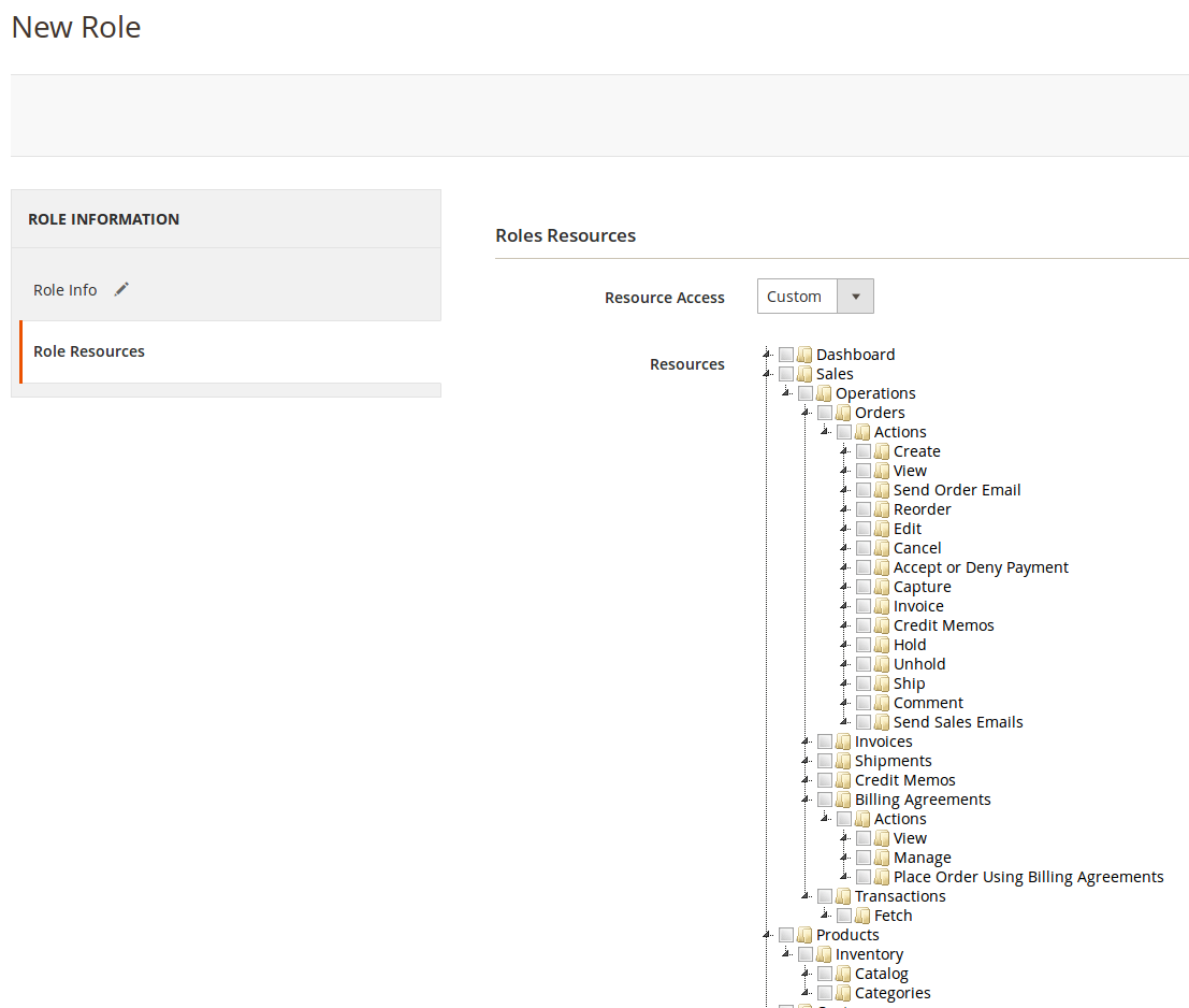 Creación de roles en Magento2