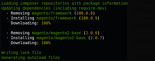 Actualización de los paquetes de Magento2 2.0.7