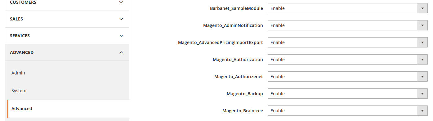 Barbanet_SampleModule instalado vía Composer